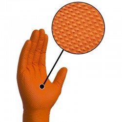 GUANTES NITRILO S/POLVO NARANJA T-XL P/50