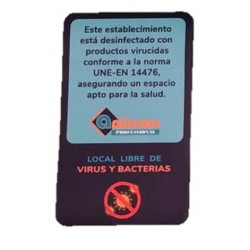 VINILO "ESTABLECIMIENTO DESINFECTADO" 12,5X20,2 CM
